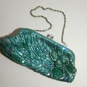 Ladies blue green evening bag
